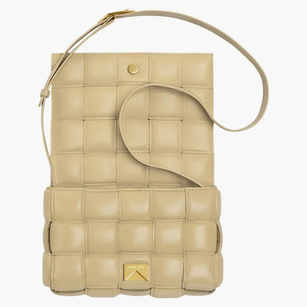 Bottega Veneta Padded Intreccio Cassette Crossbody Bag Porridge