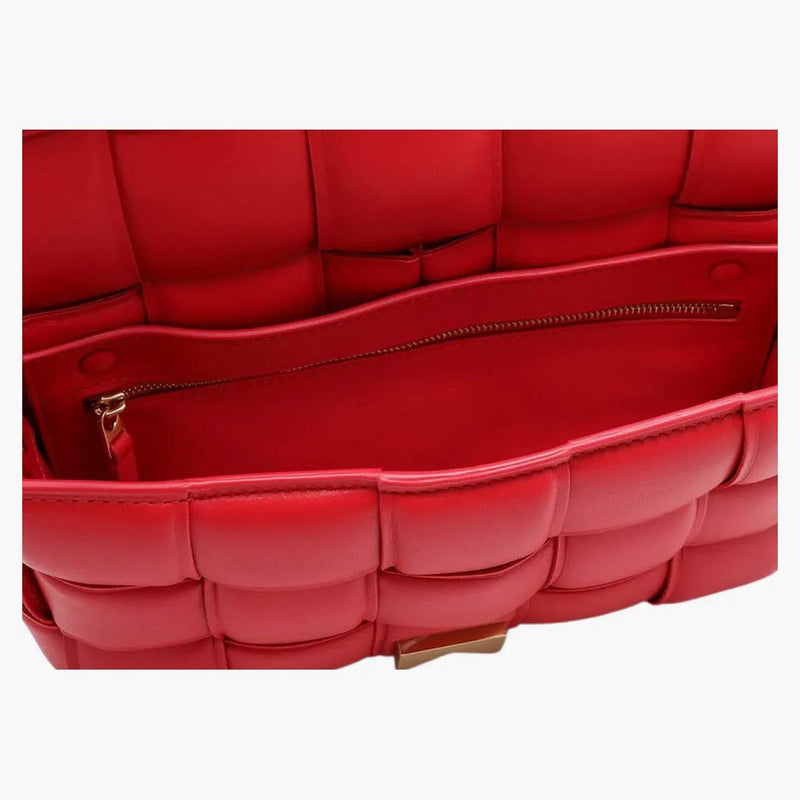 Bottega Veneta Padded Intreccio Cassette Crossbody Red