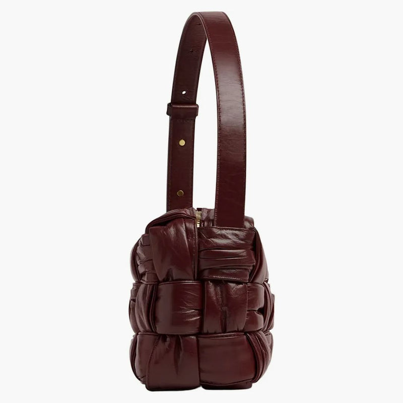 Bottega Veneta Plits Intreccio Cassette Brick Rameno Bag Barolo