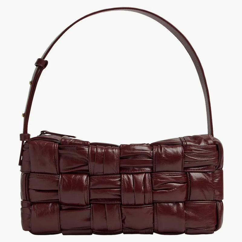 Bottega Veneta Plits Intreccio Cassette Brick Rameno Bag Barolo
