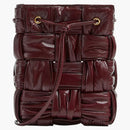 Bottega Veneta Pleats Intreccio Cassette Bucket Crossbody Bag Small Barolo
