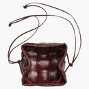 Bottega Veneta Pleats Intreccio Cassette Bucket Crossbody Bag Small Barolo