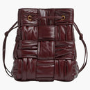 Bottega Veneta Pleats Intreccio Cassette Bucket Crossbody Bag Small Barolo
