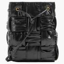 Bottega Veneta Pleats Intreccio Cassette Bucket Crossbody Bag Small Black