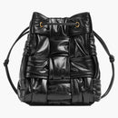 Bottega Veneta Pleats Intreccio Cassette Bucket Crossbody Bag Small Black