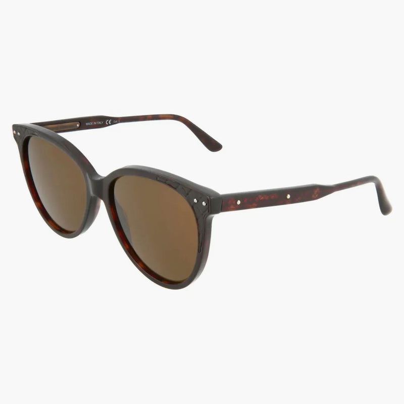 Bottega Veneta Round-Frame Acetate Solglasögon Glänsande Dark Havanna/Dark Espresso (BV0119S-3000112-004)