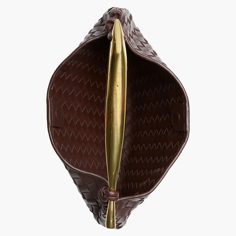 Bottega Veneta Sardine Intrecciato Top Handle Small Bitter Chocolate