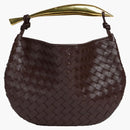 Bottega Veneta Sardine Intrecciato Top -manico piccolo cioccolato amaro
