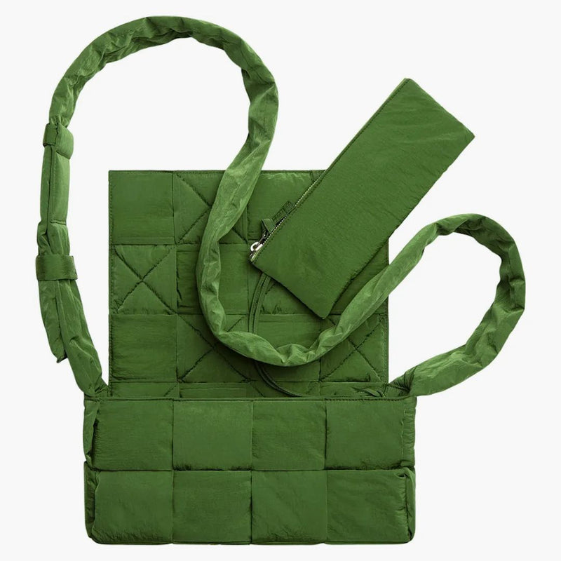 Bottega Veneta Tech Cassette Crossbody Bag Padded Intreccio Avocado