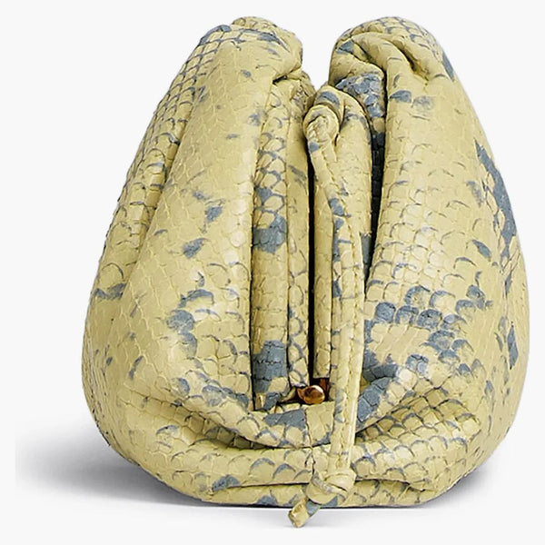 Bottega Veneta the Mini Pouch Snakeskin Print Kiwi/Black