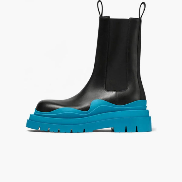 Bottega Veneta Tire Boot High Black Amalfi Blue