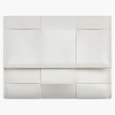 Bottega Veneta Tri-Fold Zip Wallet Intreccio Chalk