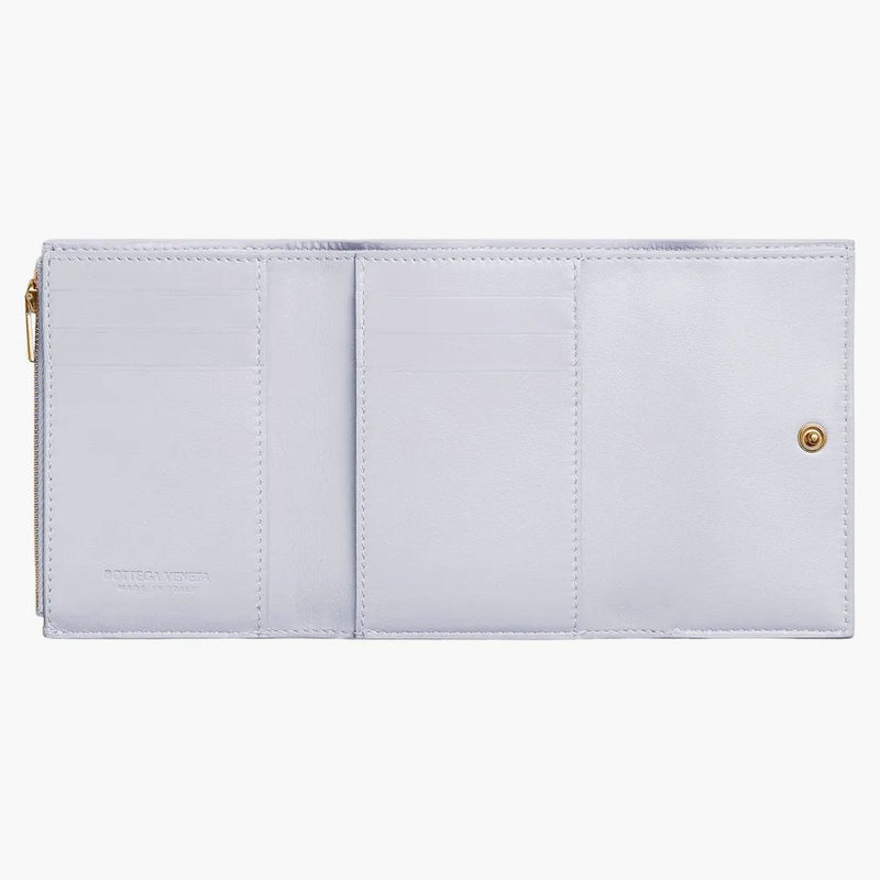 Bottega Veneta Tri-fold Zip Wallet Intreccio Mirth Washed