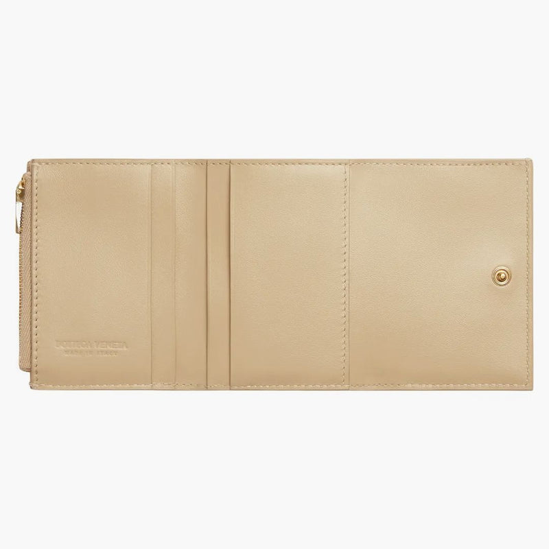 Bottega Veneta Tri-fold Zip Wallet Intreccio Porridge