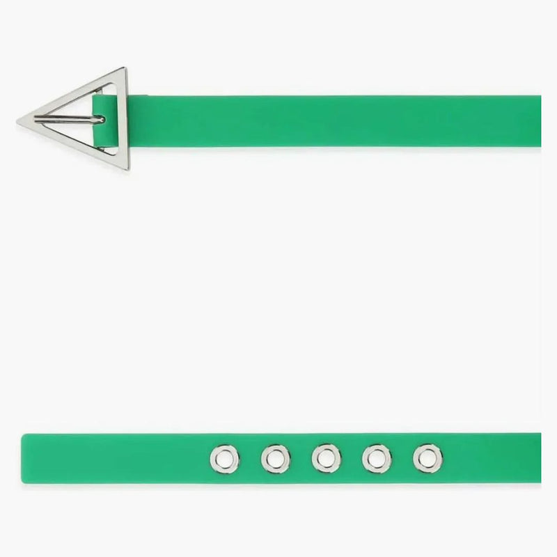 Bottega Veneta Triangle Logo Buckle Rubber Belt Green