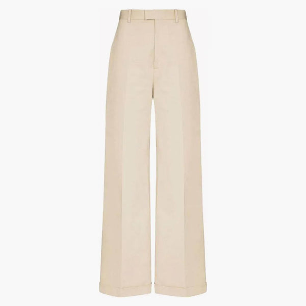 Bottega Veneta Wide Leg With Turn-up Cuffs Trousers Cream
