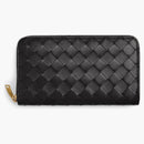 Bottega Veneta Zip Around Wallet Intrecciato Nero