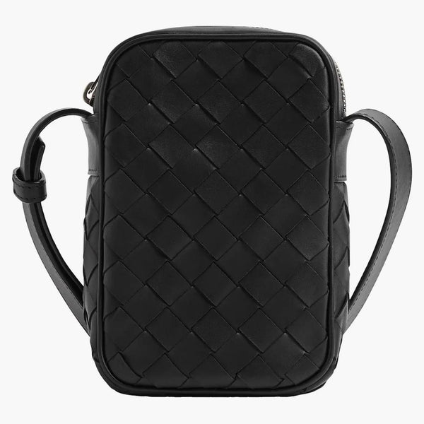 Bottega Veneta Ziped Phone Pouch Intrecciato Black