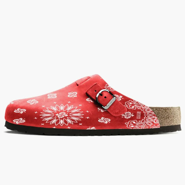 Bravest Studios Suede Paisley Clogs Burgundy