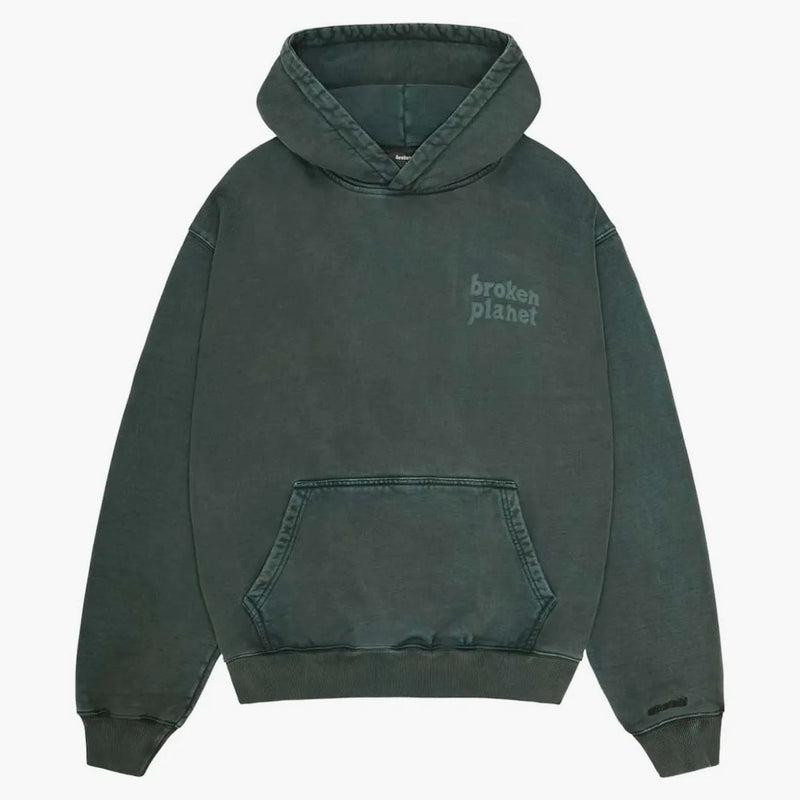 Break Planet Basics Hoodie lavata in verde smeraldo