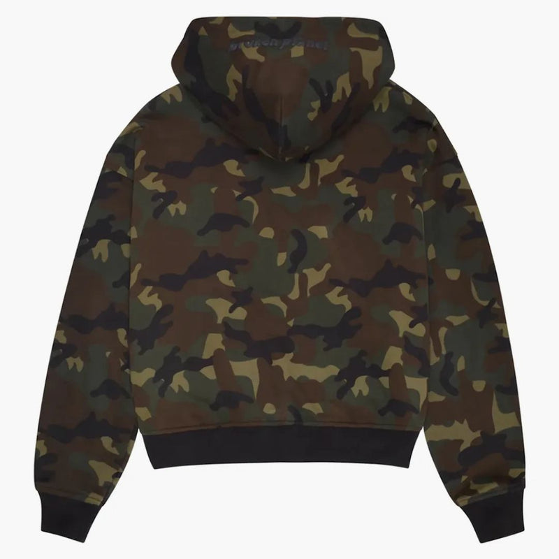Pianeta rotto camo pianeta con cappuccio zip-up camo verde