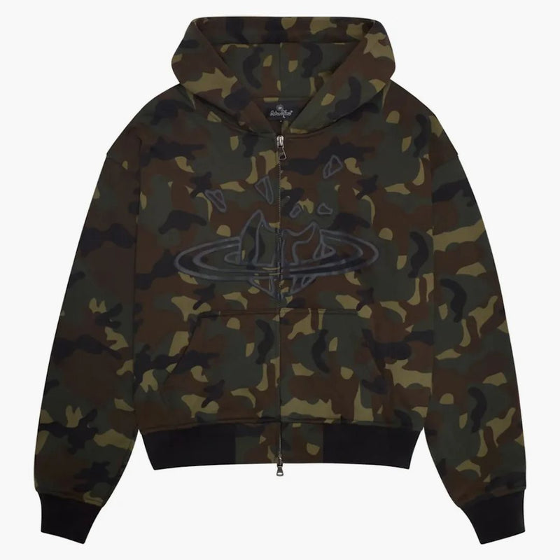 Pianeta rotto camo pianeta con cappuccio zip-up camo verde