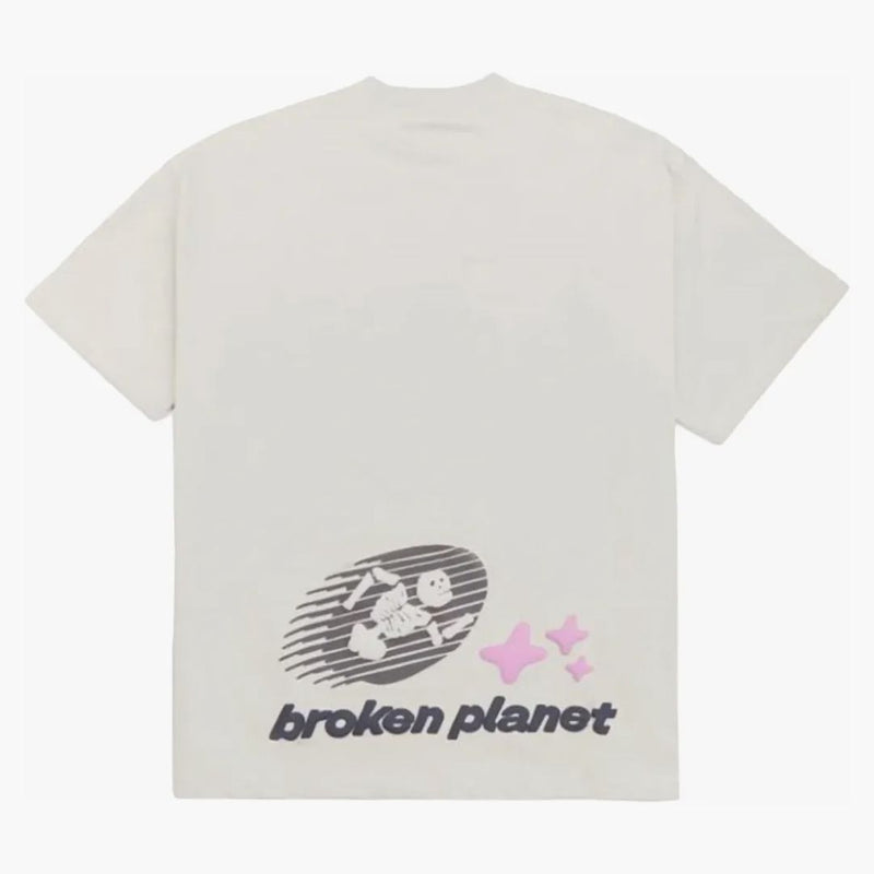 Trasig planet kosmisk hastighet t-shirt benvit