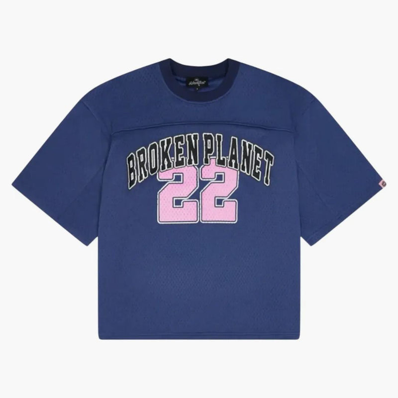 Pianeta rotto mesh maglia blu