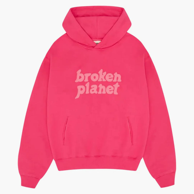 Broken Planet Monochrome Hoodie Fuchsia Pink
