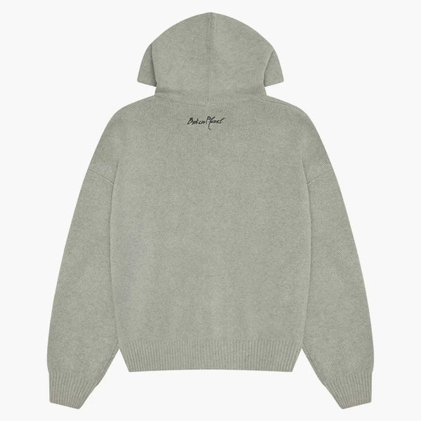 Broken Planet Sun Logo Knit Zip-Up Hoodie Heather Gray