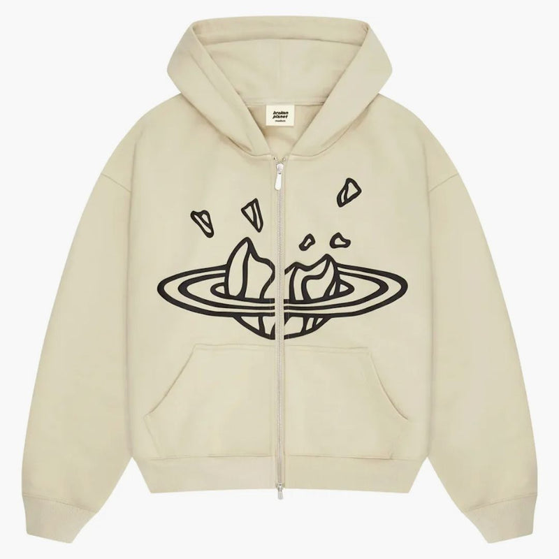 Pianeta rotto Zip Up Hoodie Bone White