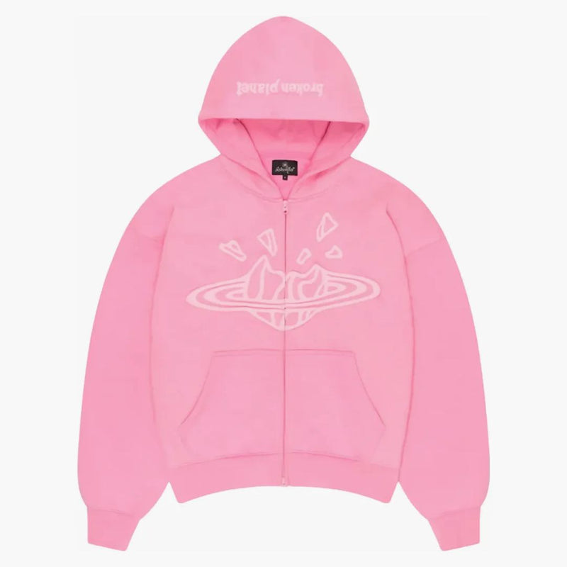 Broken Planet Zip Up Hoodie Candy Pink