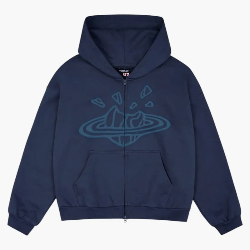 Ftapetta con cappuccio con zip del pianeta rotto