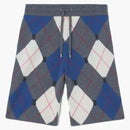 Burberry Abendon Cashmere Argyle Shorts Ash Grey Blue White