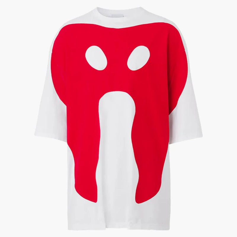 Burberry Abstract Print Cotton Oversized T-Shirt White/Red