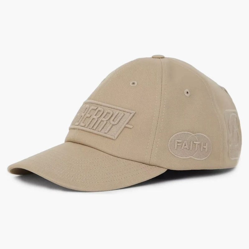 Burberry Badge Applique Gabardine Baseball Cap Soft Fawn