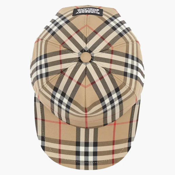 Burberry Baseball Cap Logo Applique Vintage Check Archive Beige