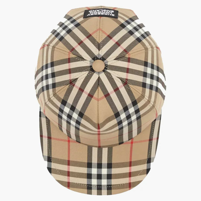 Burberry Baseball Cap Logo Applique Vintage Check Archive Beige