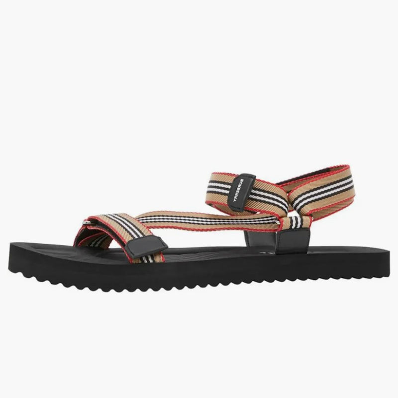 Burberry Beige Icon Stripe Sandal Black