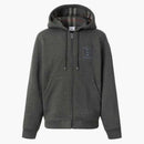 Burberry Letter Graphic Cotton Blend Zip Hoodie Charcoal Gray