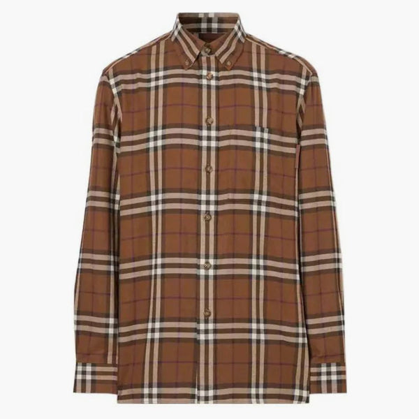 Burberry-knapp-ner-kontrollskjorta Brown