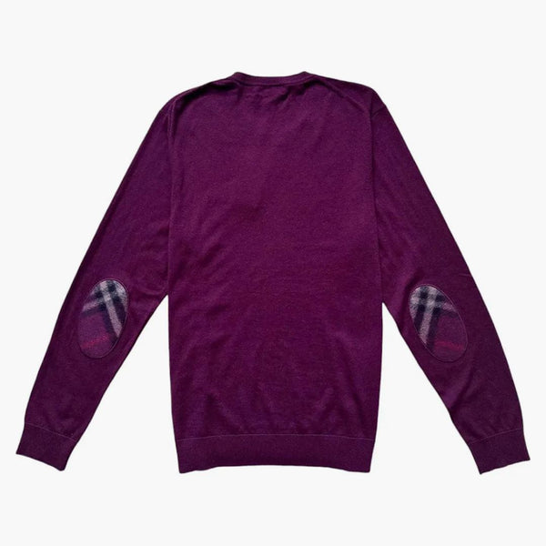 Burberry Cashmere Blend Vintage Check loket patch mikina burgundská