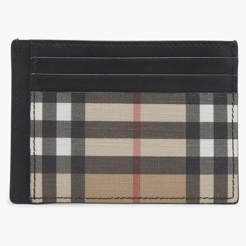 Burberry Vintage Check And Leather Money Clip Card Case 3 Slot Archive Beige