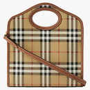 Burberry Check and Leather Mini Pocket Bag Briar Brown
