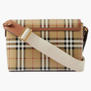 Burberry Check and Leather Note Bag Briar Brown