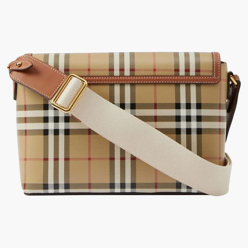 Burberry check och lädernotspåse Briar Brown