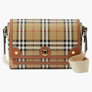 Burberry Check and Leather Note Bag Briar Brown