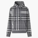 Burberry Check and Stripe Wool Blend Jacquard Holdie Dark Grey Melange