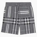 Burberry Check and Stripe Wool Blend Jacquard Shorts Dark Gray Melange