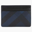 Burberry Check Card Case Navy